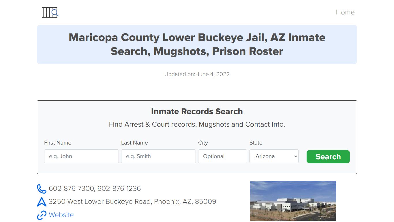 Maricopa County Lower Buckeye Jail, AZ Inmate Search ...