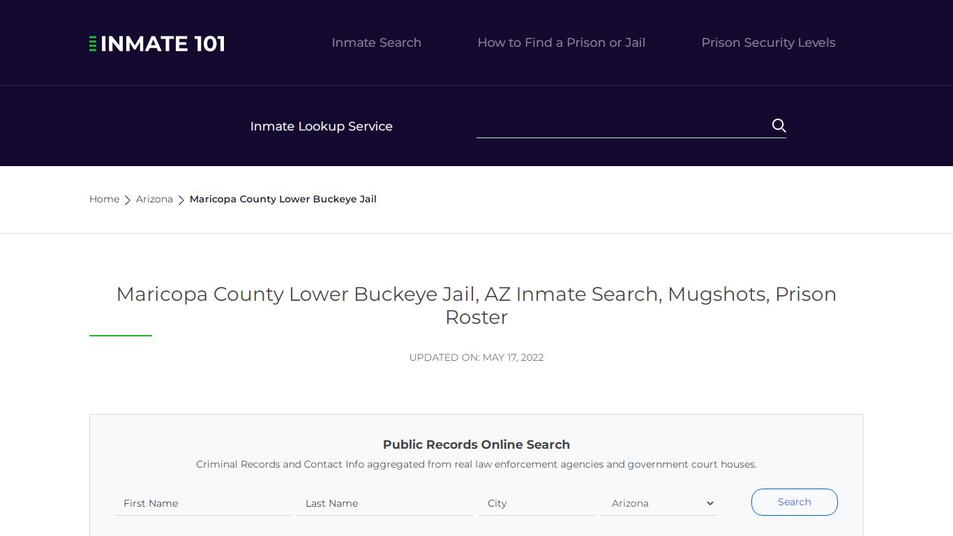 Maricopa County Lower Buckeye Jail, AZ Inmate Search ...